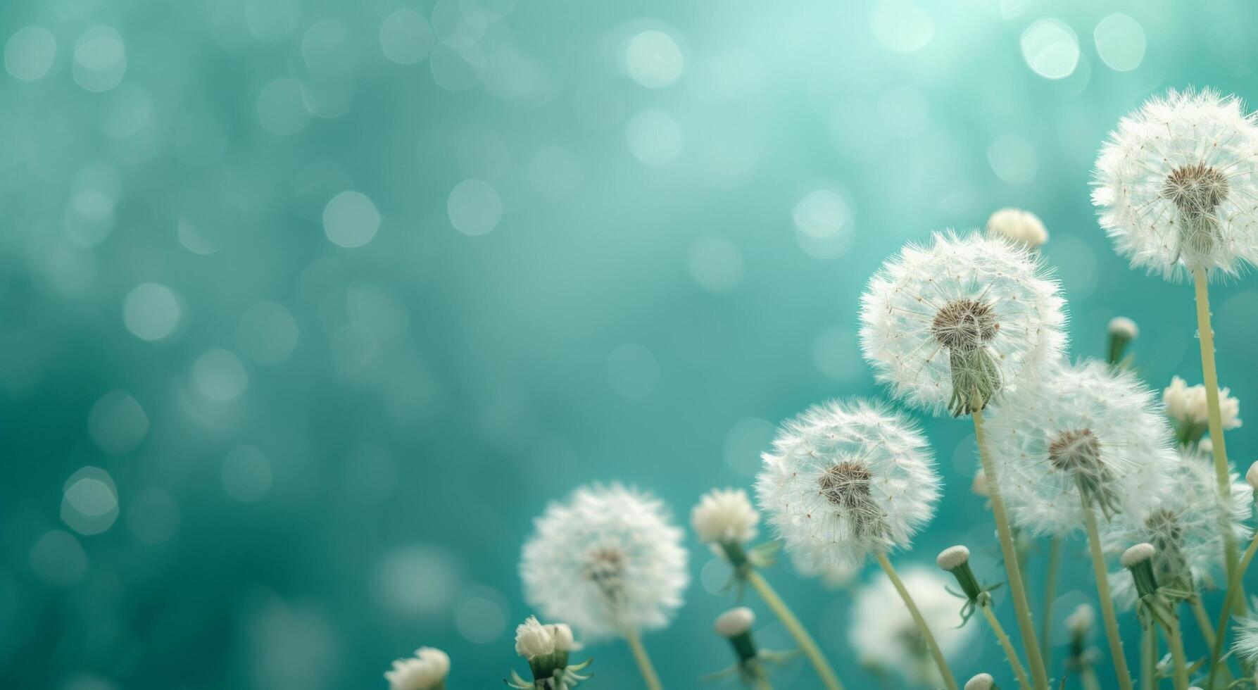 AI generated a close up image of white dandelion flowers photo