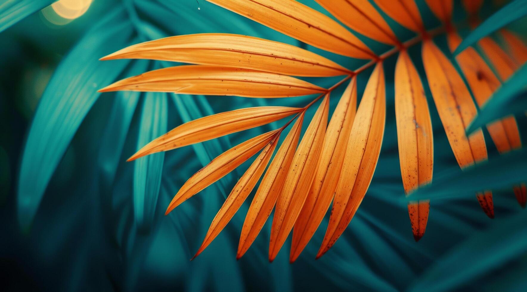 AI generated a close up image of the leaf of a palm tree with a green background photo