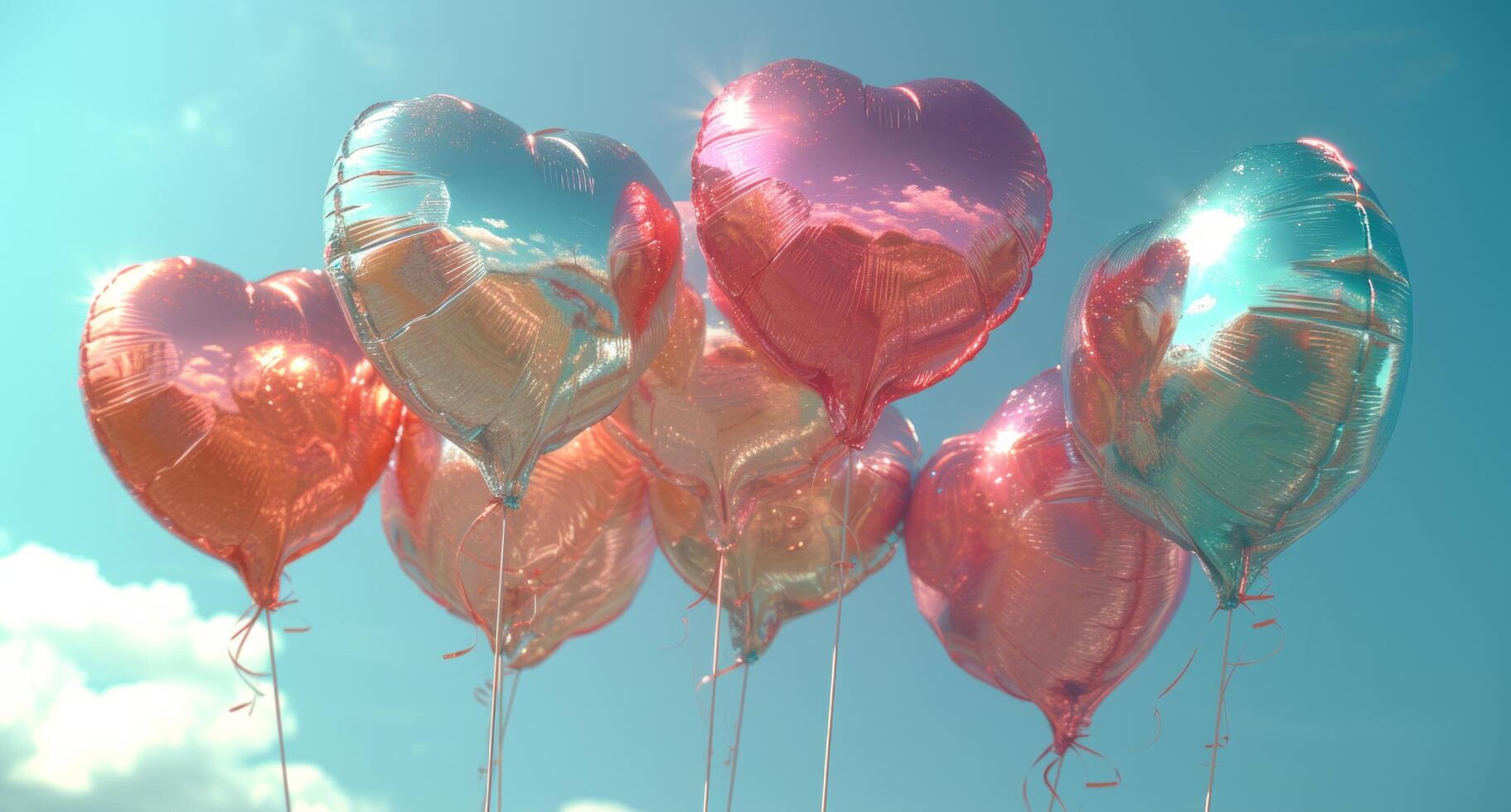 ai generado el oro globos con corazón íconos en enamorado foto