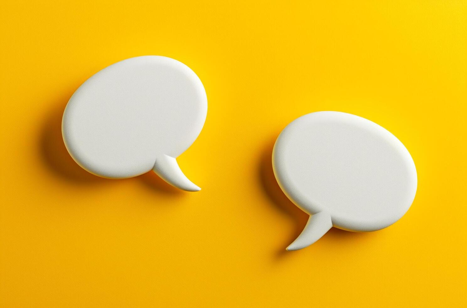 AI generated two speech bubbles on a yellow background photo