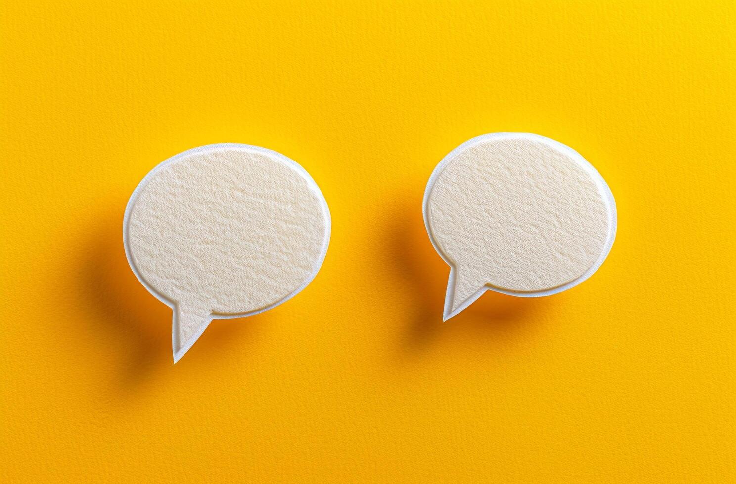 AI generated two speech bubbles on a yellow background photo