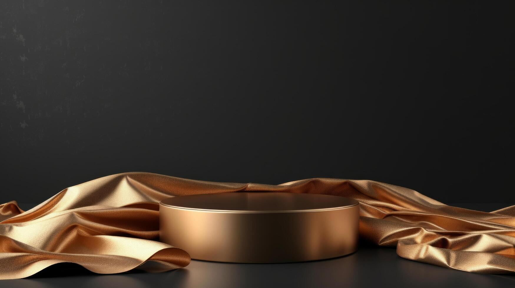 AI generated Gold podium on a black minimalistic background photo