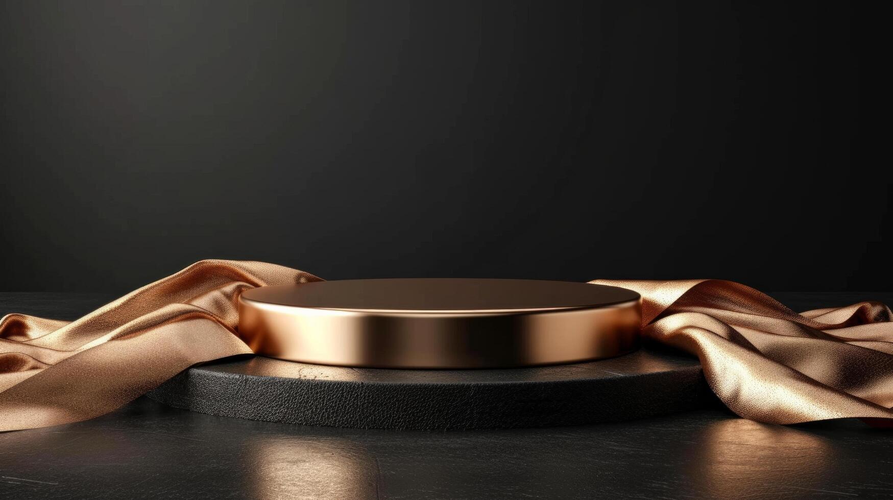 AI generated Gold podium on a black minimalistic background photo