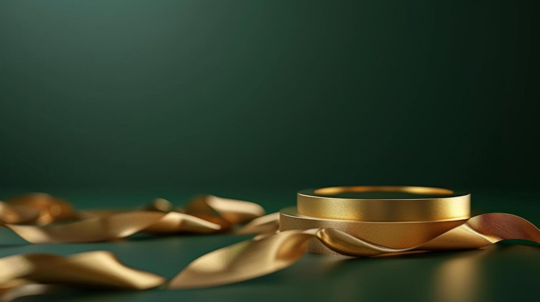 AI generated Gold podium on a emerald minimalistic background photo