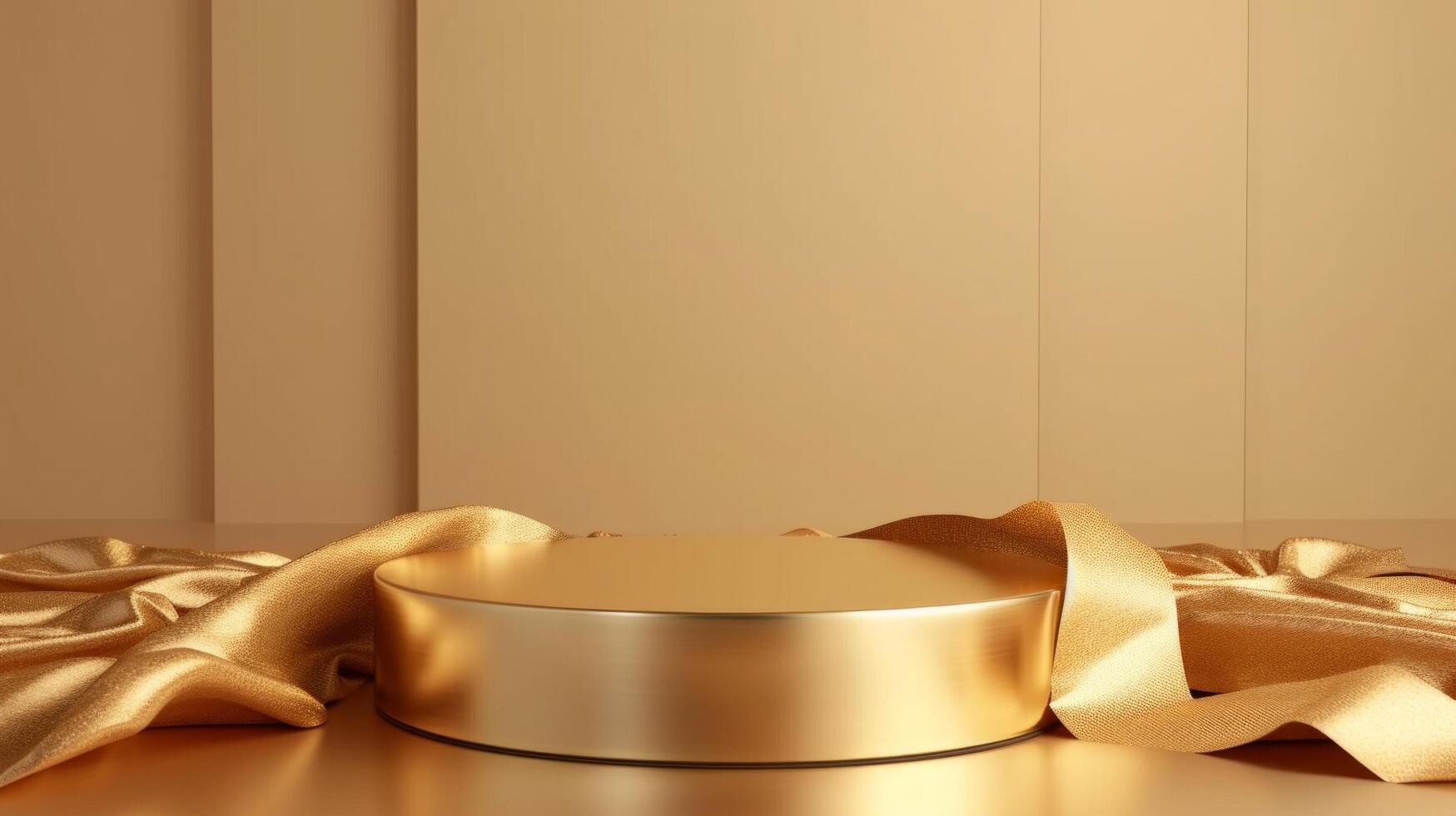AI generated Gold podium on a gold minimalistic background photo