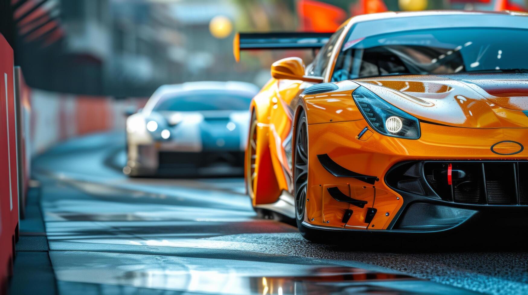 AI generated Two sports cars participate in a race photo