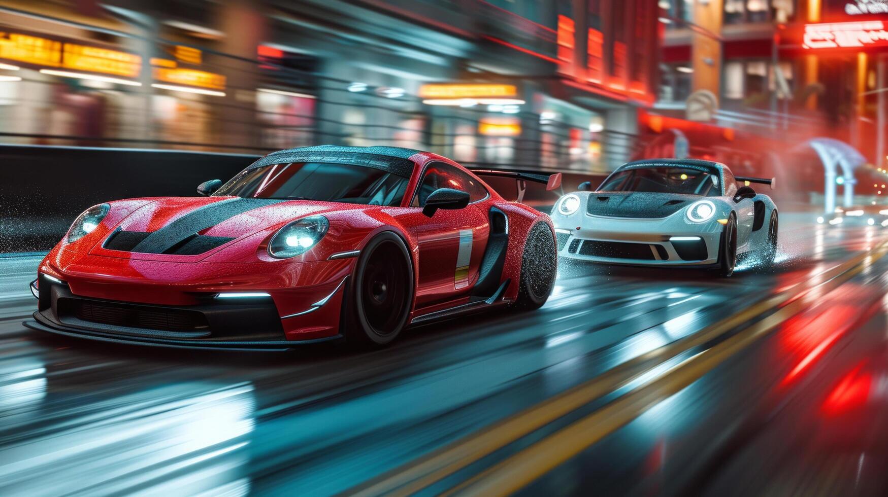 AI generated Two sports cars participate in a race photo