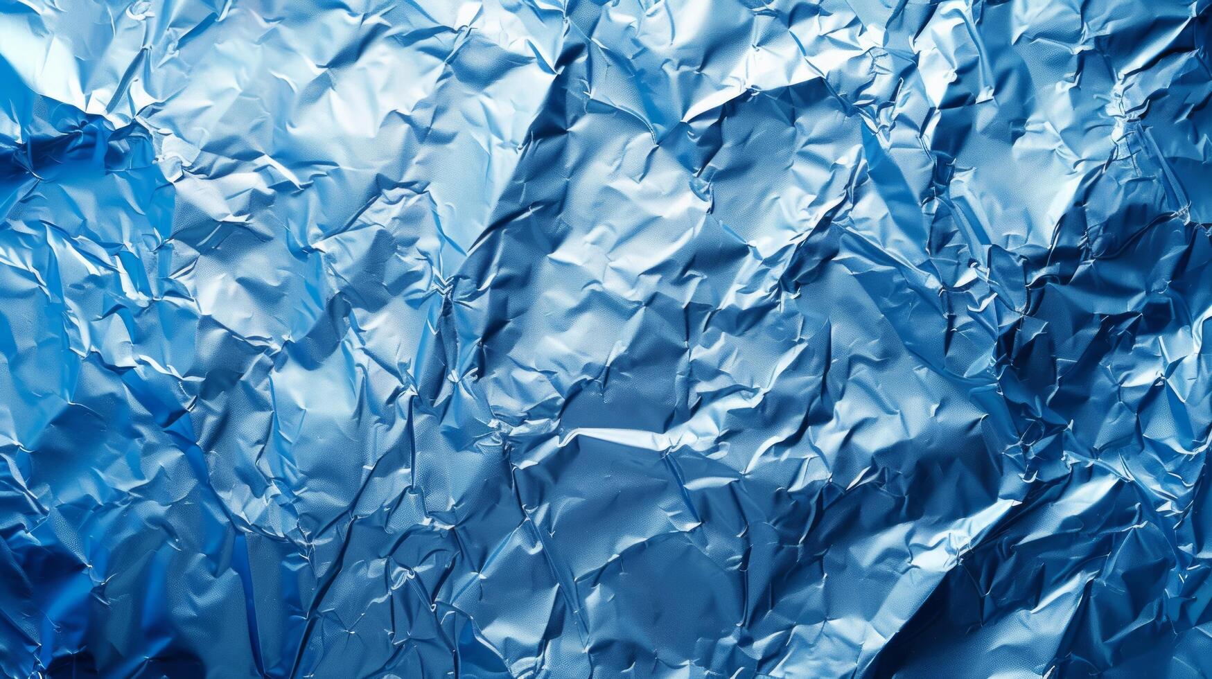 AI generated Background made of blue crumpled foil photo
