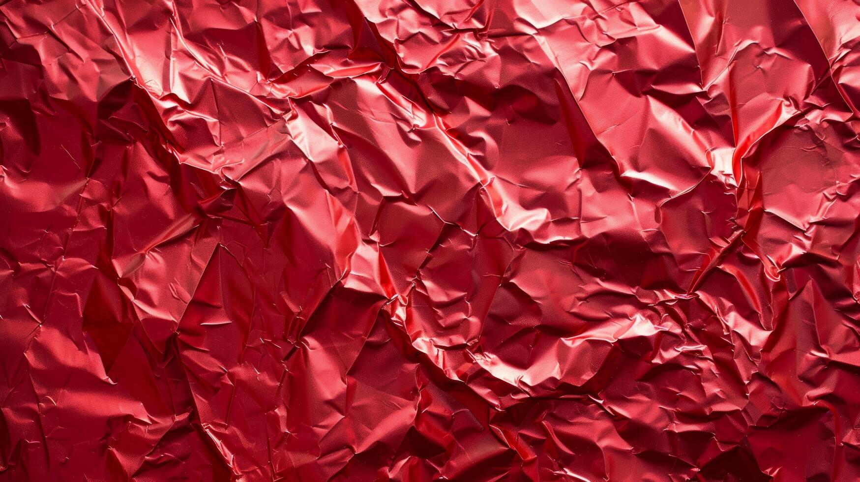 AI generated Background made of red crumpled foil photo