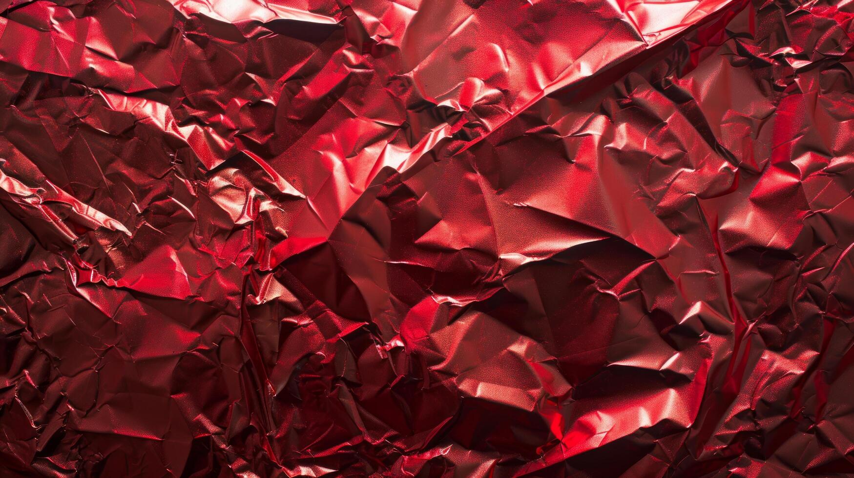 AI generated Background made of red crumpled foil photo