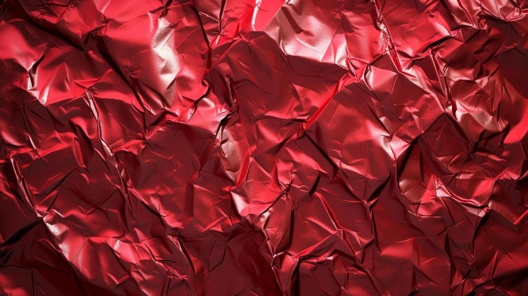 AI generated Background made of red crumpled foil photo