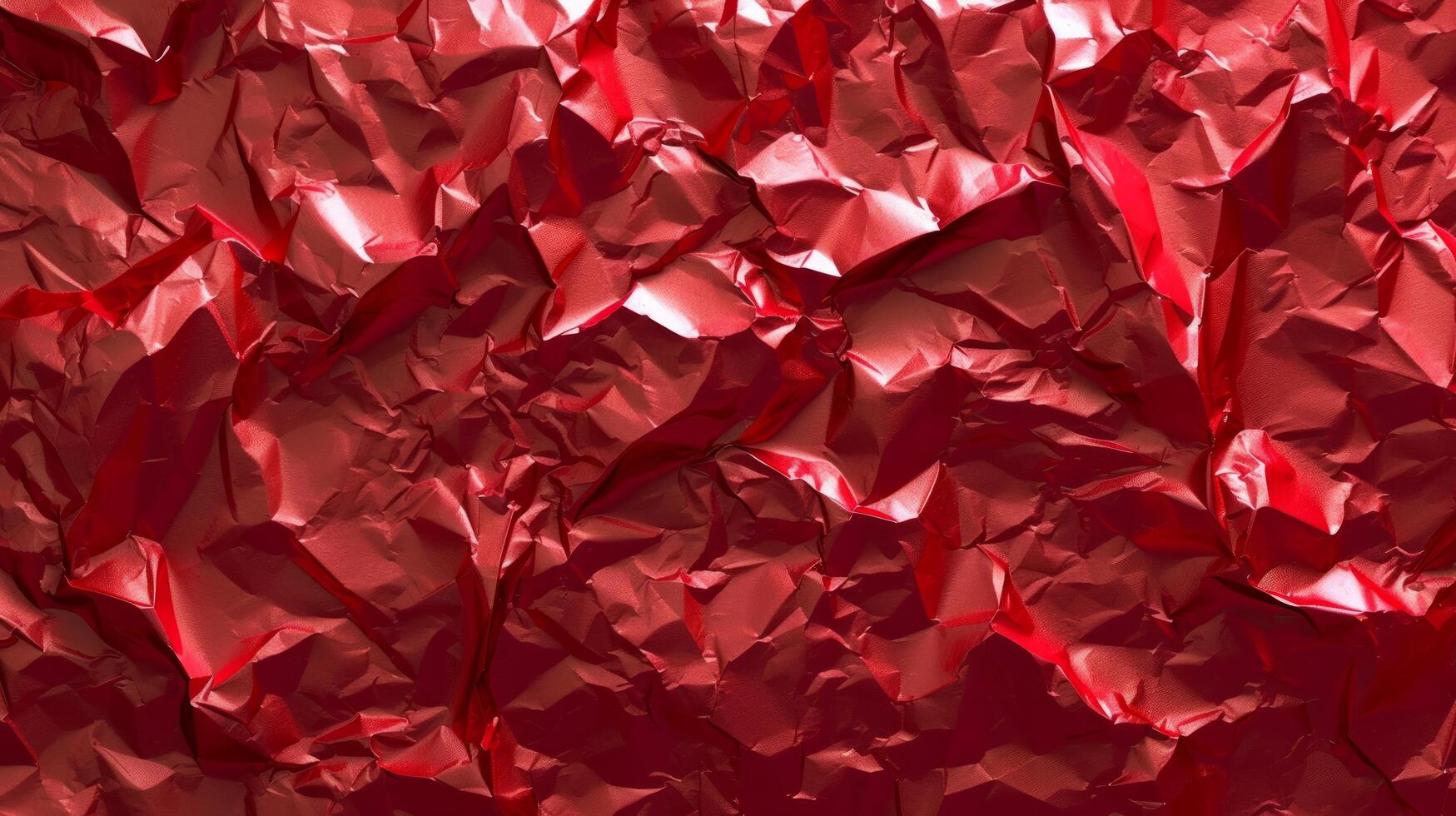 AI generated Background made of red crumpled foil photo