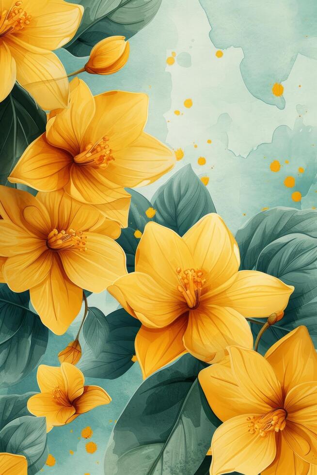 AI generated Beautiful bright poster for the spring holiday. Template without text photo
