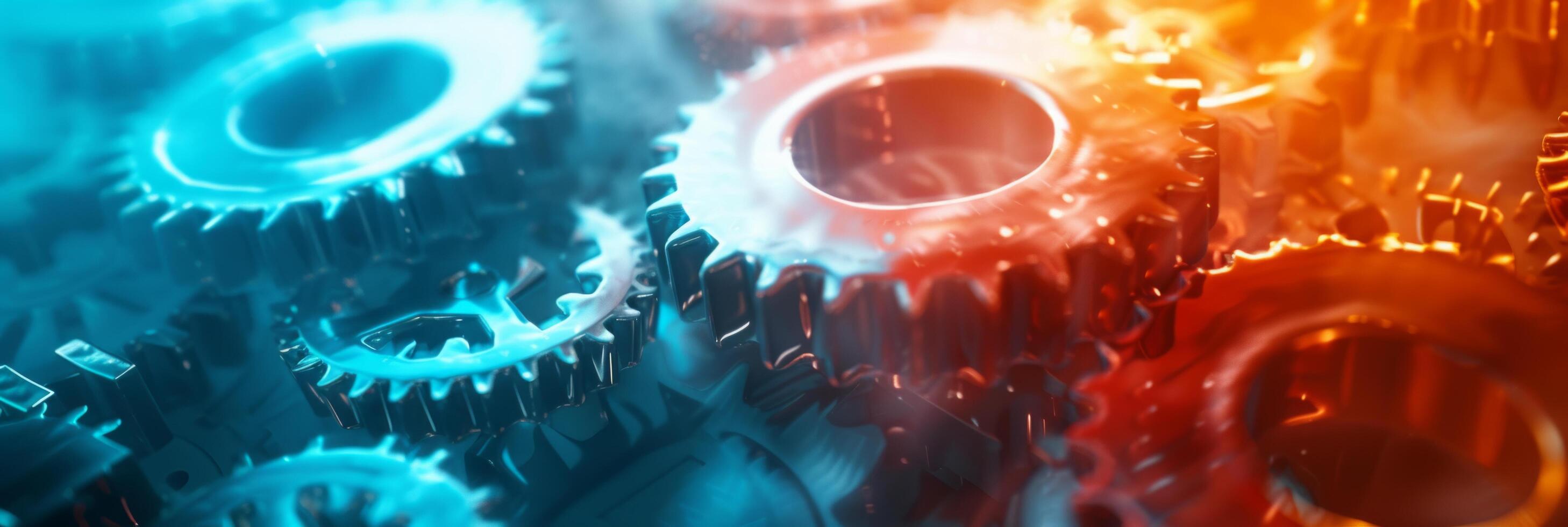 AI generated Abstract technological background of translucent gears in light colors photo