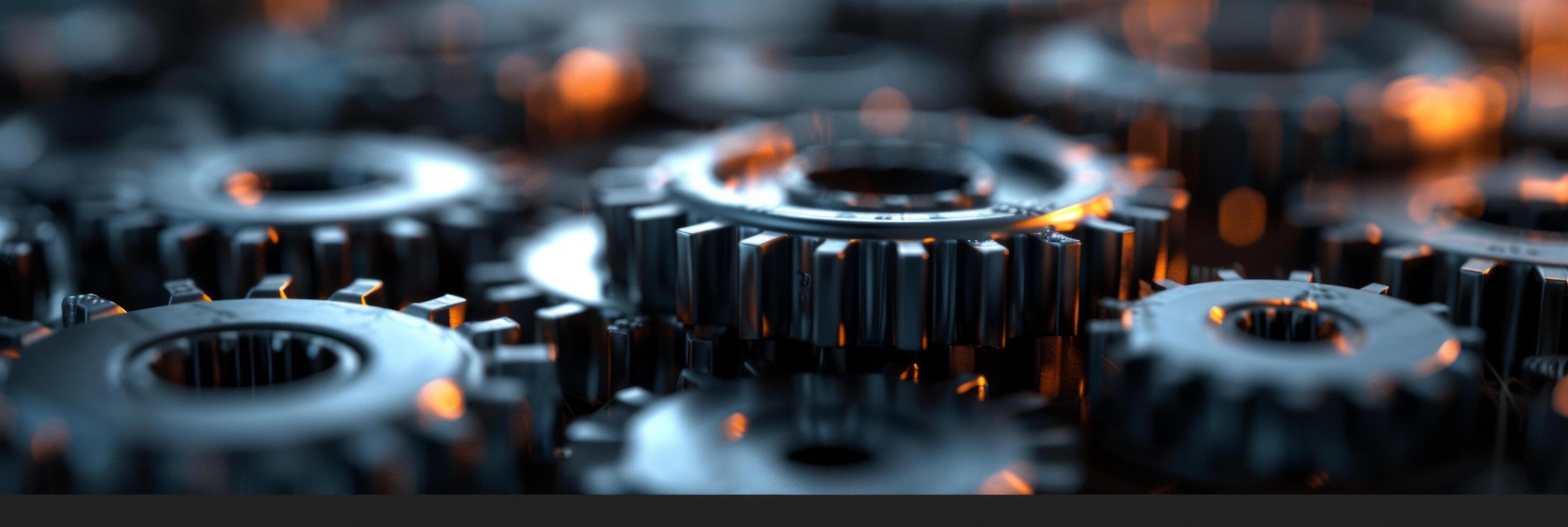 AI generated Abstract technological background of translucent gears in black metal colors photo