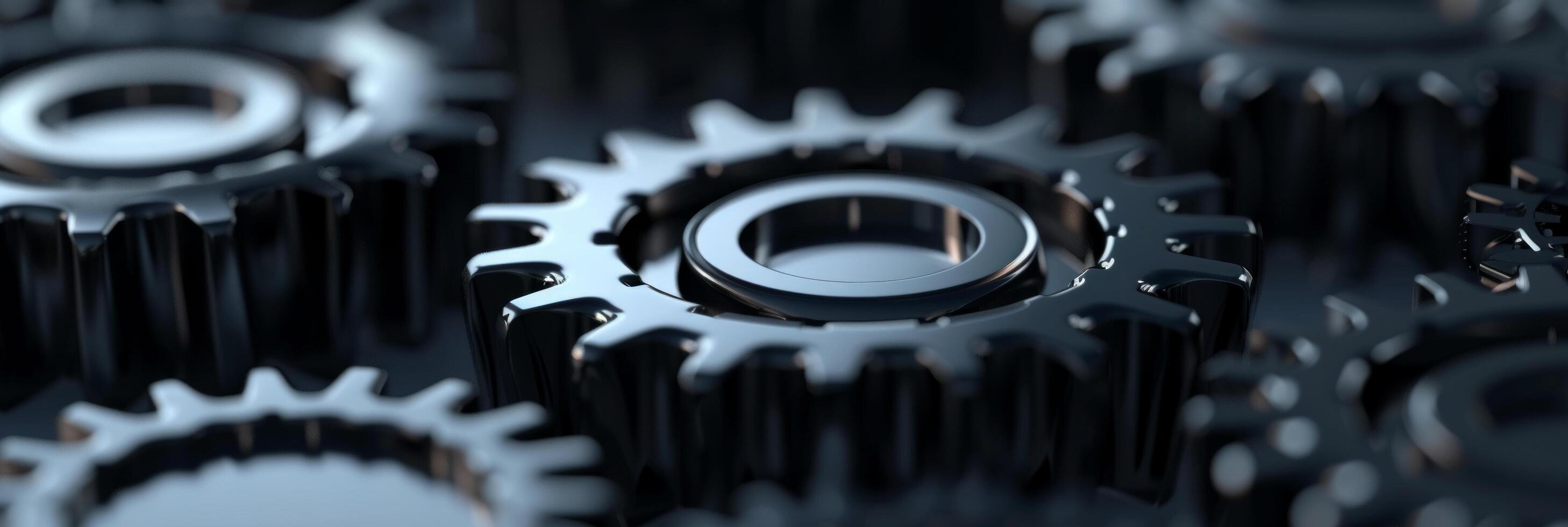 AI generated Abstract technological background of translucent gears in black metal colors photo