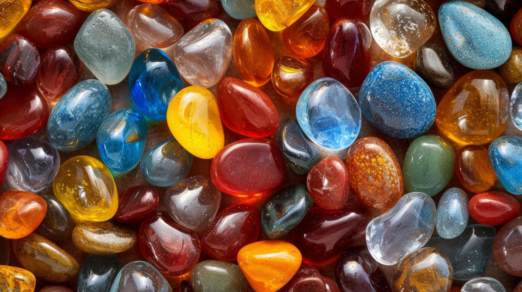 AI generated Background of colorful glass pebbles photo