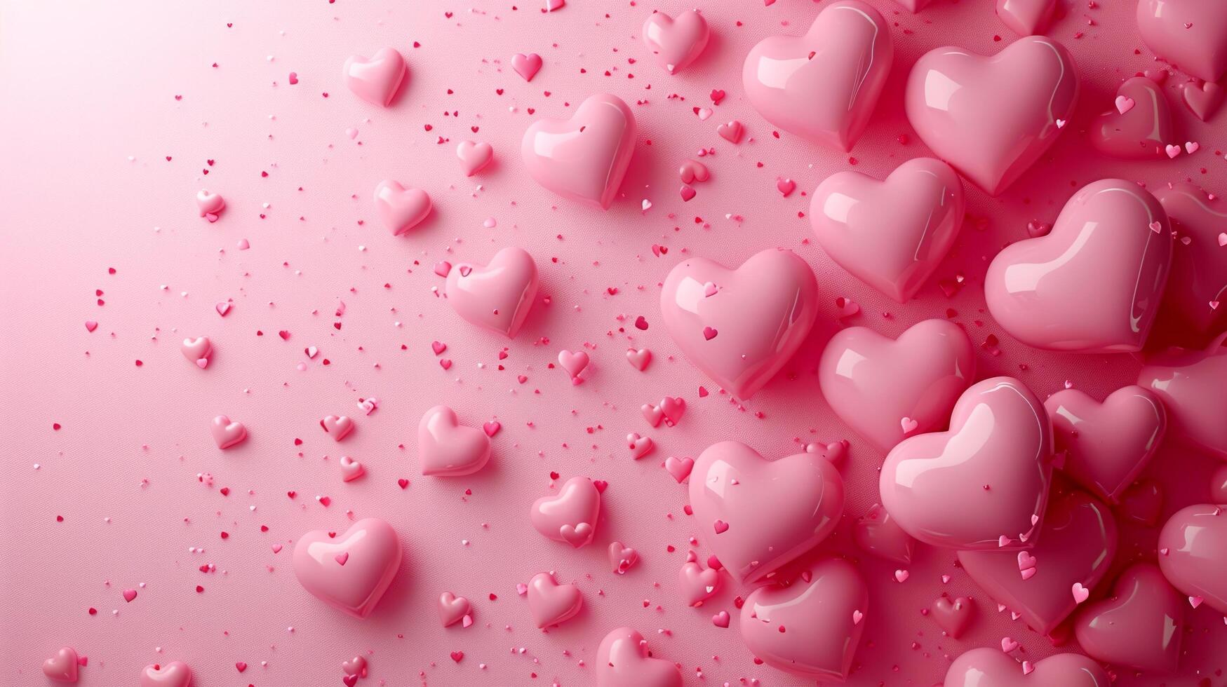 AI generated Beautiful delicate pink background with frame of voluminous 3D hearts and plenty of space for text photo