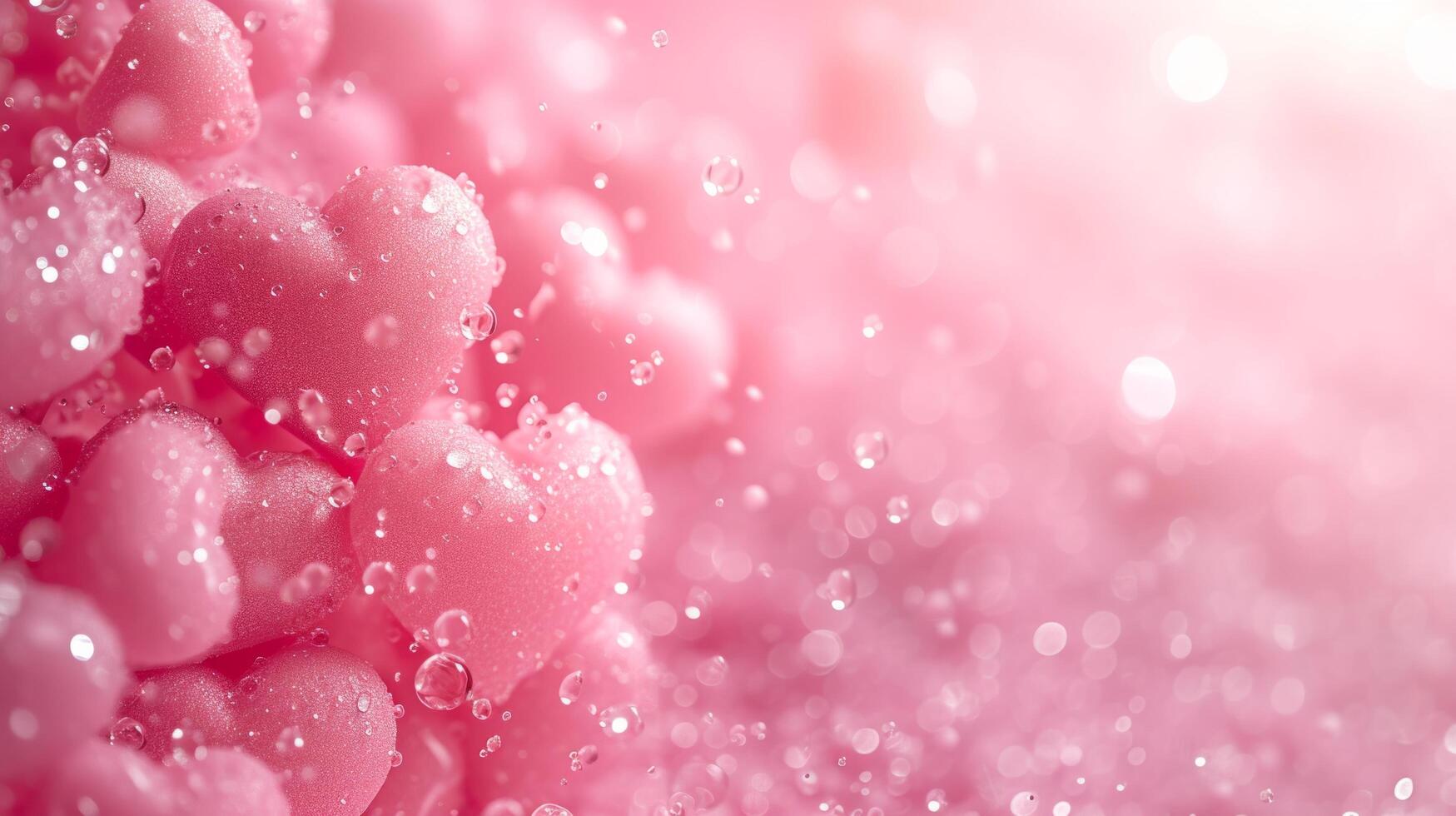 AI generated Beautiful delicate pink background with frame of voluminous 3D hearts and plenty of space for text photo