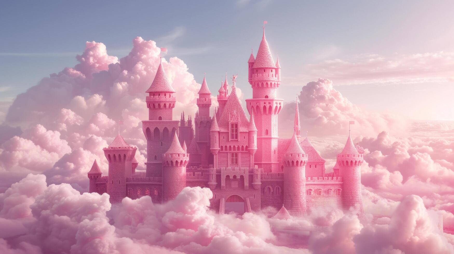 AI generated Beautiful pink princess castle photo