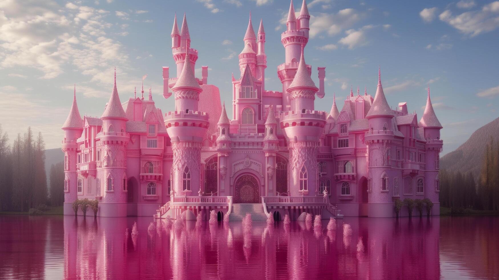 AI generated Beautiful pink princess castle photo