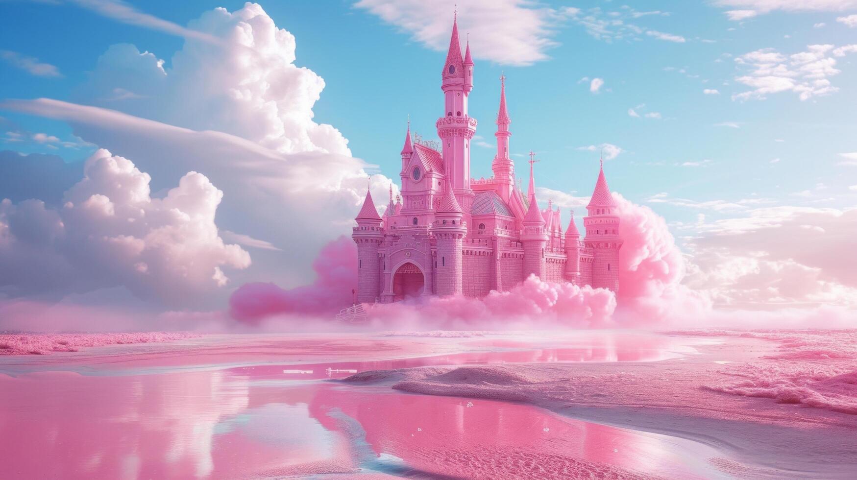 AI generated Beautiful pink princess castle photo