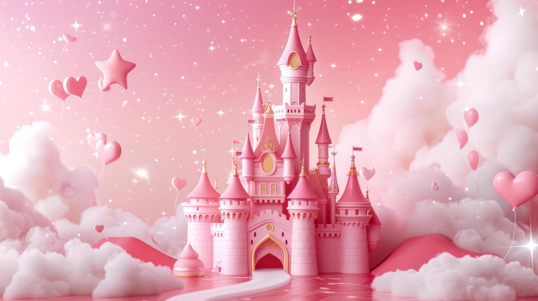 AI generated Beautiful pink princess castle photo