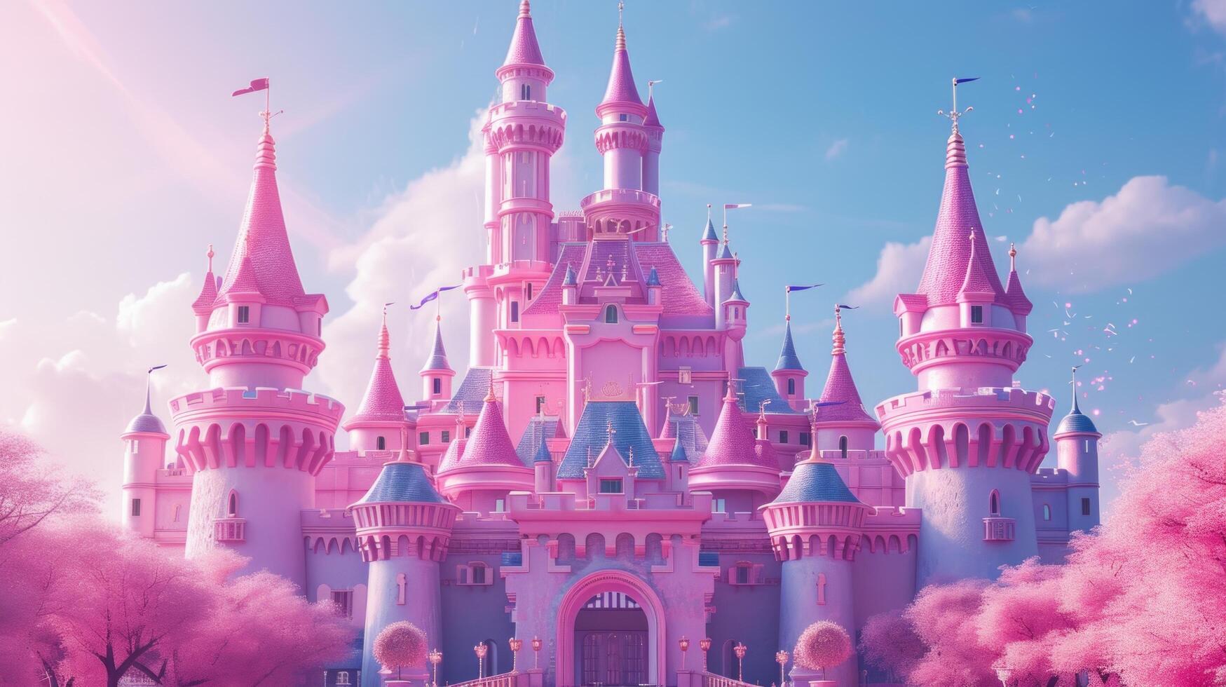 AI generated Beautiful pink princess castle photo