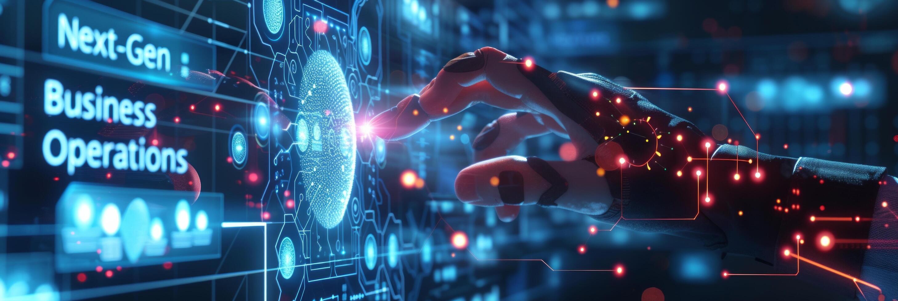 AI generated An entrepreneur orchestrates automated processes through AI, optimizing efficiency and resource allocation photo