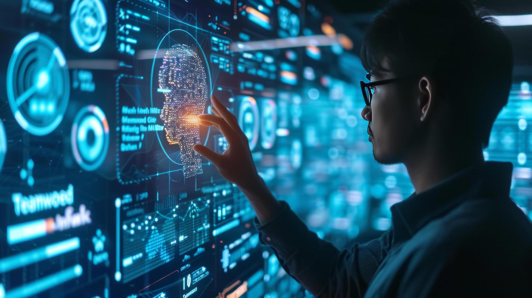AI generated Professionals work seamlessly with AI-powered assistants photo