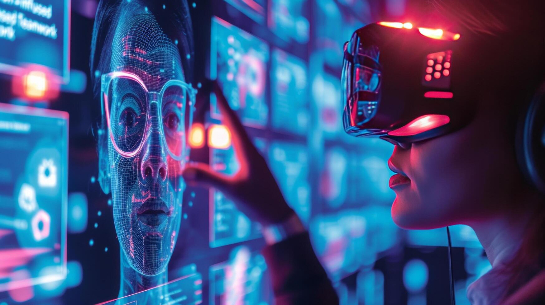 AI generated Professionals work seamlessly with AI-powered assistants photo