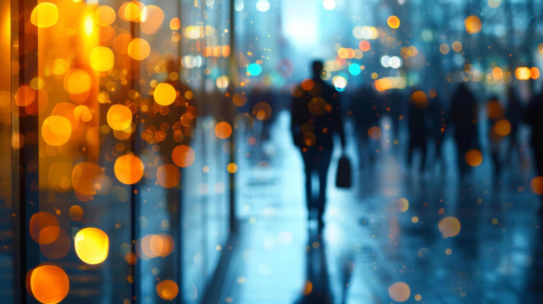 AI generated A Casual Business Environment with Blurred Figures and Bokeh Background photo