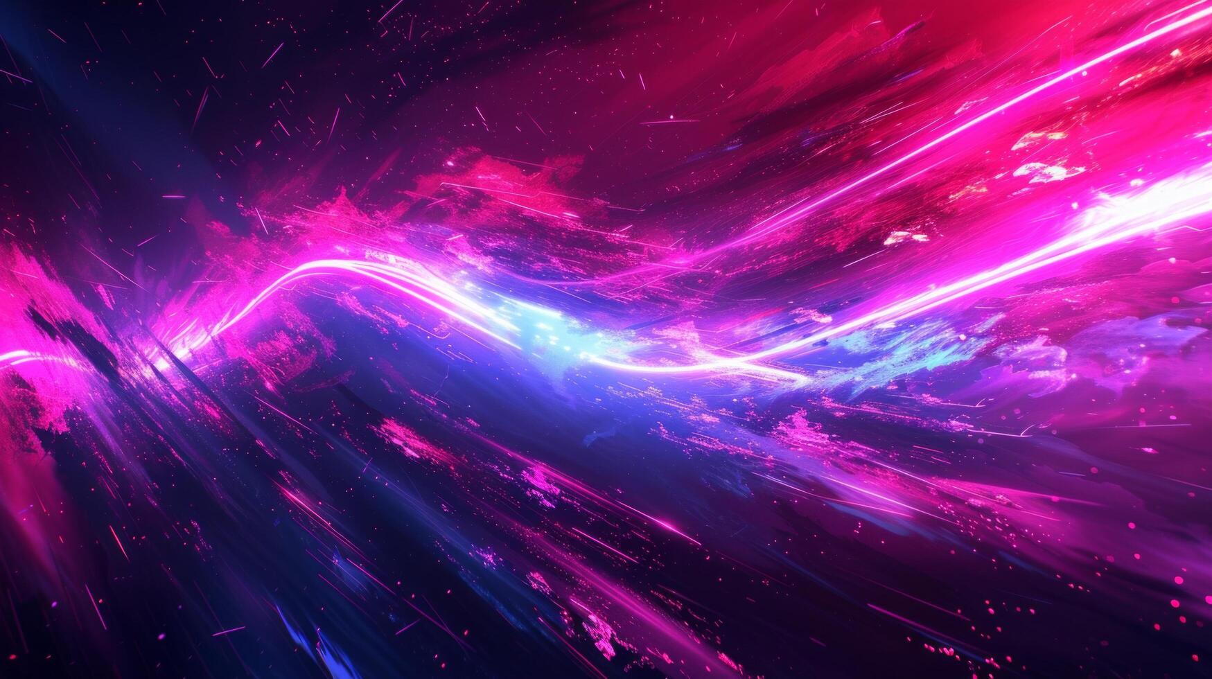 AI generated A dynamic, dark backdrop illuminated by vibrant neon streaks photo