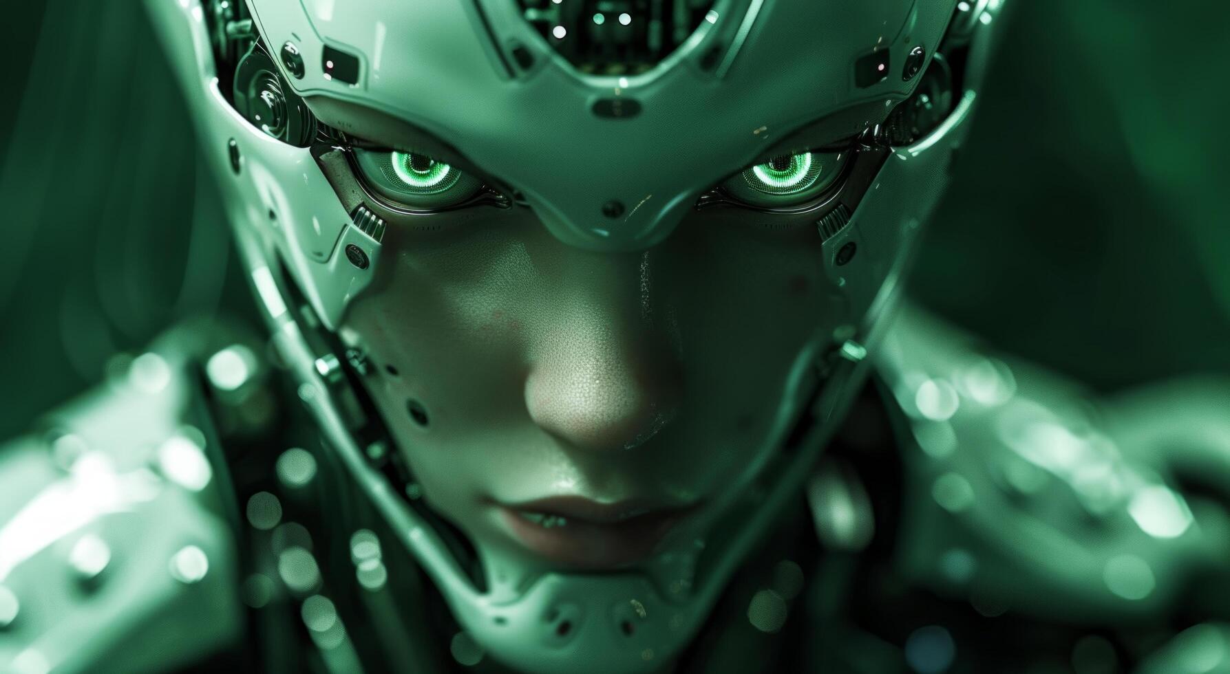 AI generated a robot is focusing its eyes on the viewer photo