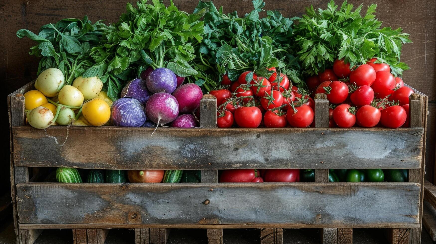 AI generated A rustic tableau of farm-fresh produce photo