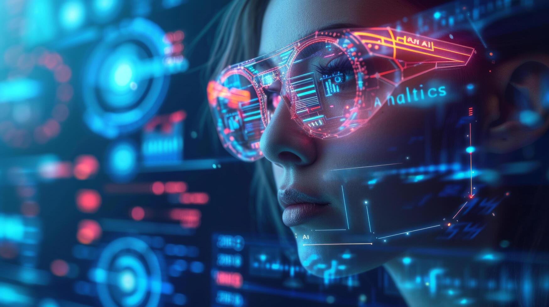 AI generated A business tycoon delves into intricate data visualizations, emphasizing the transformative photo