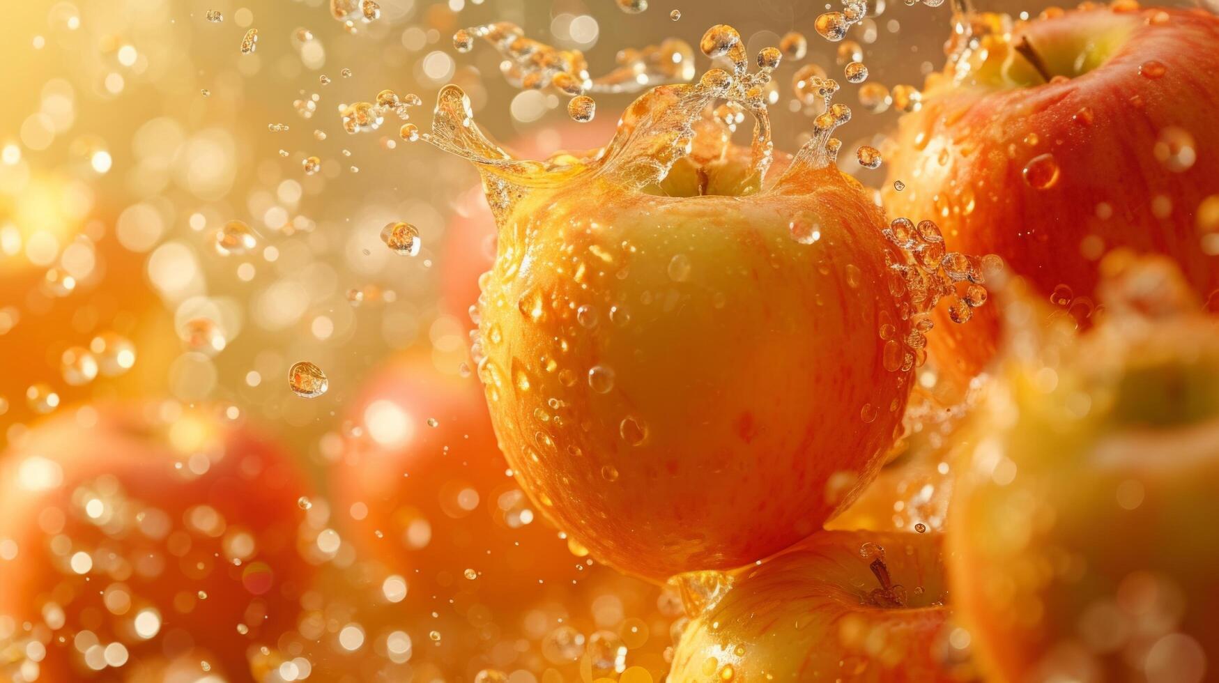 AI generated Beautiful background for apple juice advertising photo