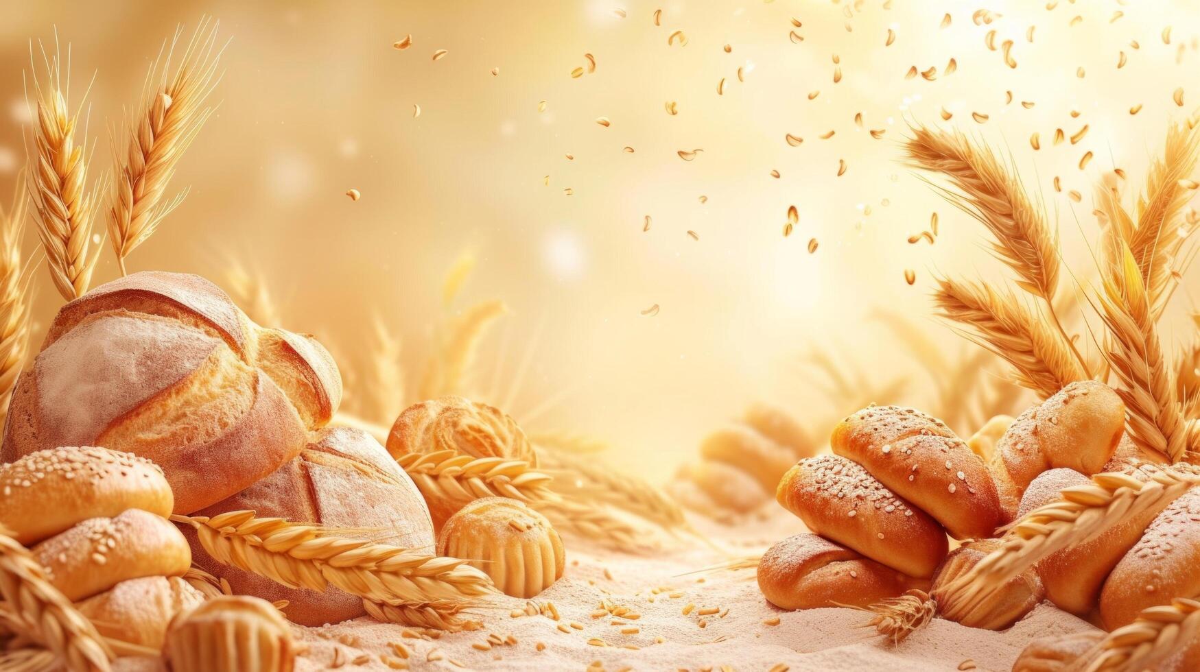 AI generated Beautiful background for bakery advertising photo
