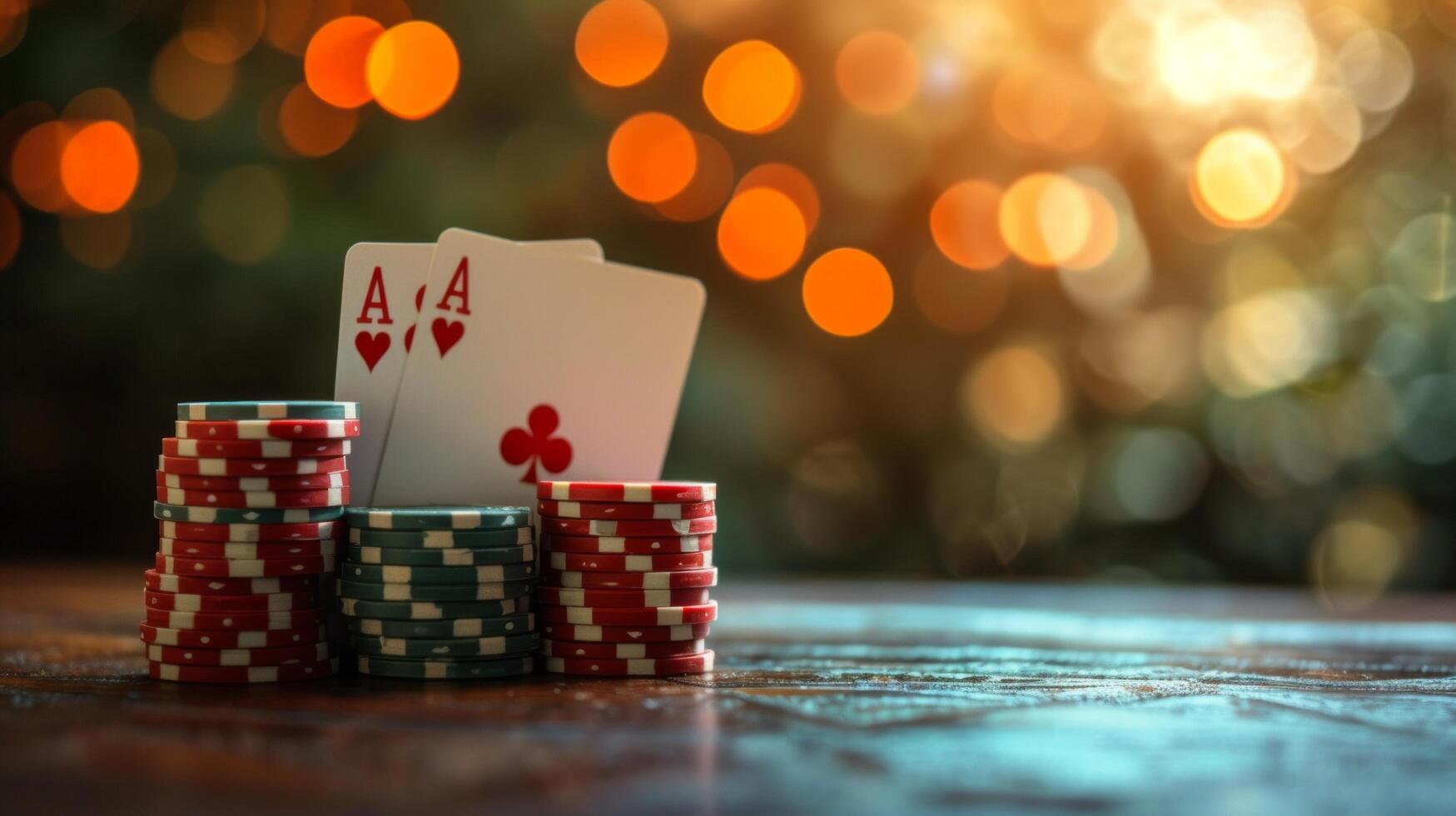 AI generated Beautiful background for poker game advertising photo