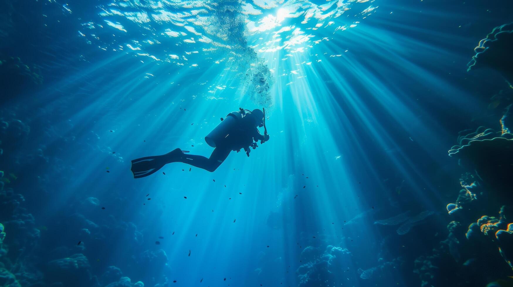 AI generated Beautiful background for skuba diving advertising photo