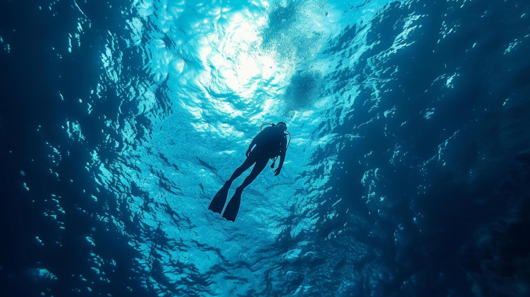 AI generated Beautiful background for skuba diving advertising photo