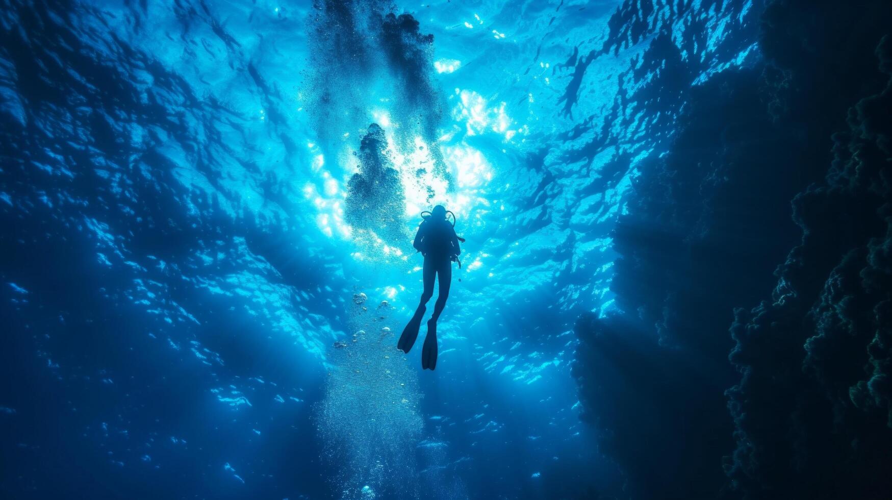 AI generated Beautiful background for skuba diving advertising photo