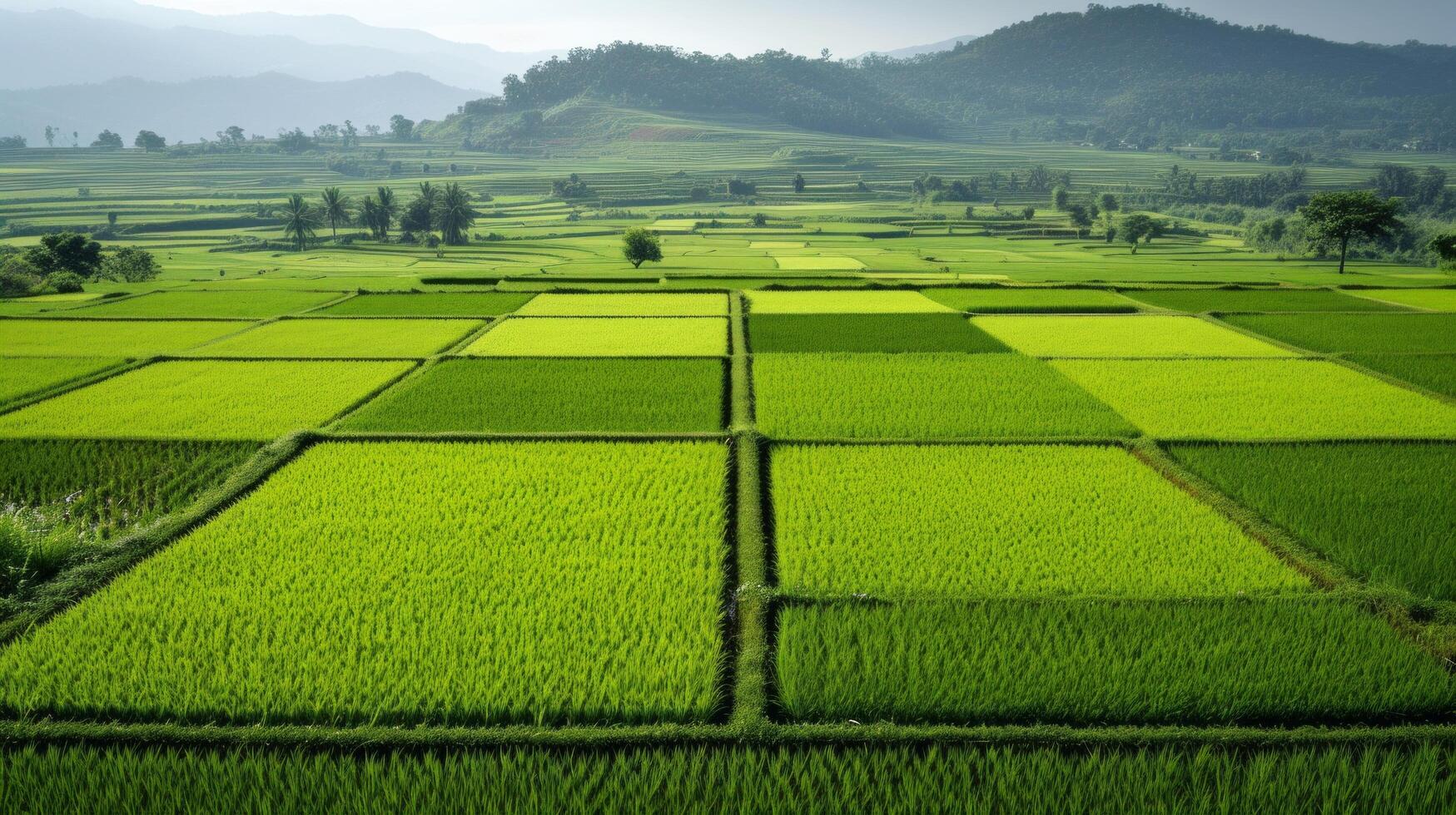 AI generated Beautiful photo of rice fields for background