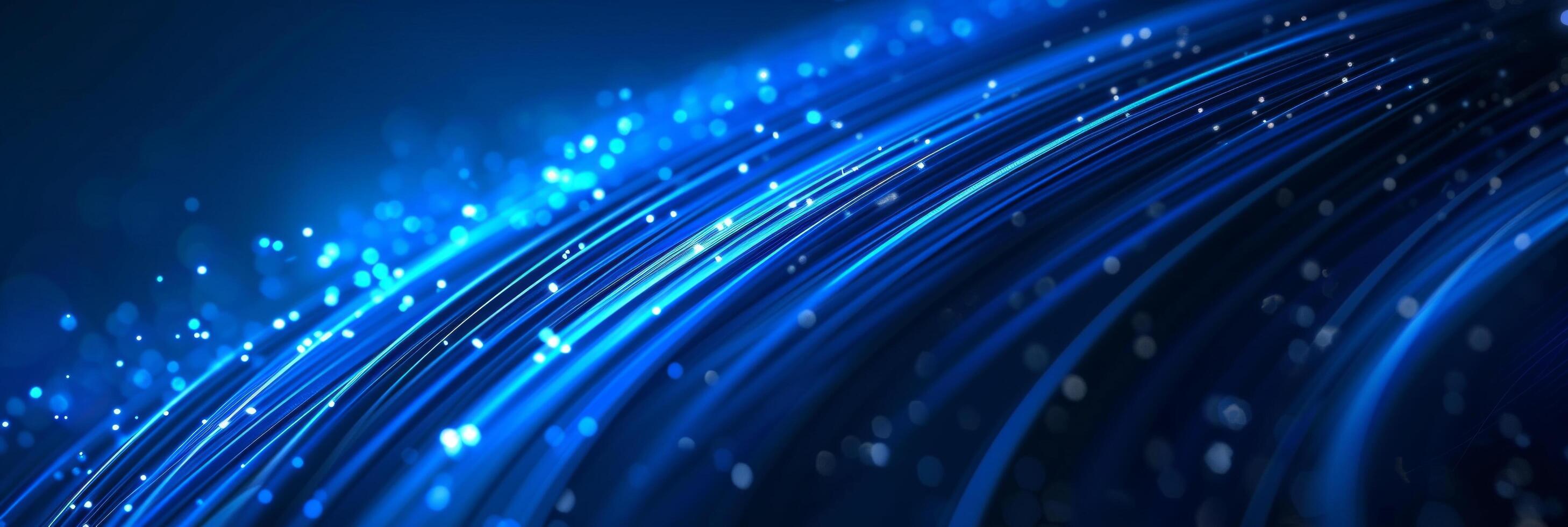 AI generated This design features abstract glowing circle lines set against a dark blue background photo