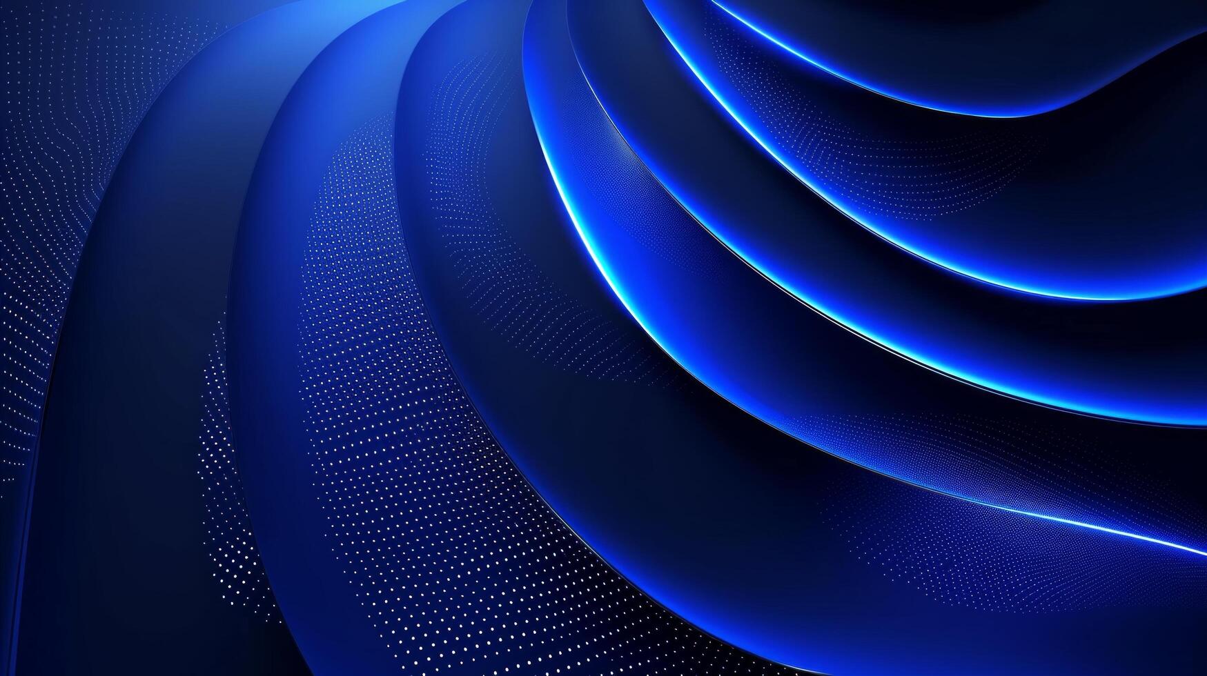 AI generated This design features abstract glowing circle lines set against a dark blue background photo