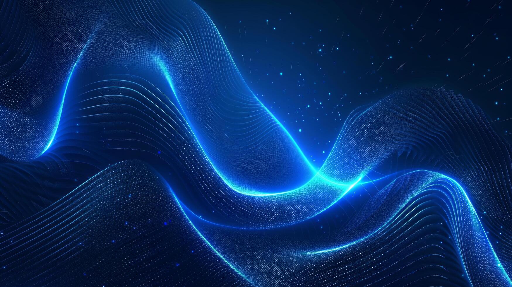 AI generated This design features abstract glowing circle lines set against a dark blue background photo