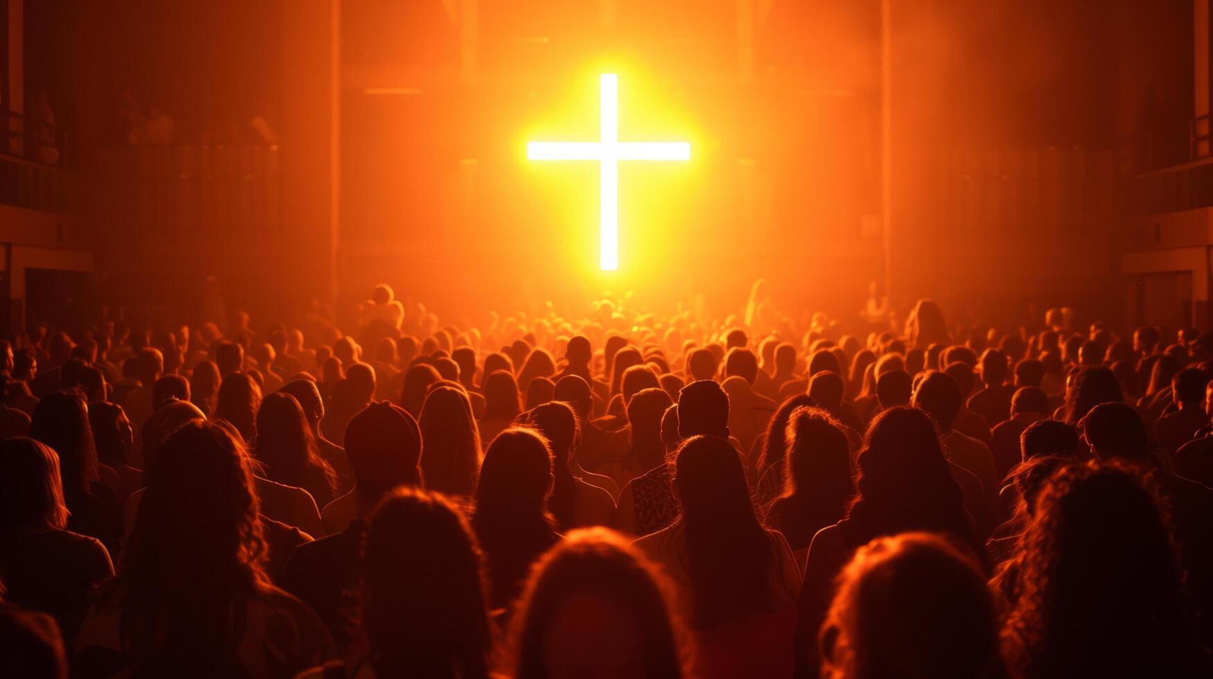 AI generated A Crowd of People Engaged in Cross Worship photo