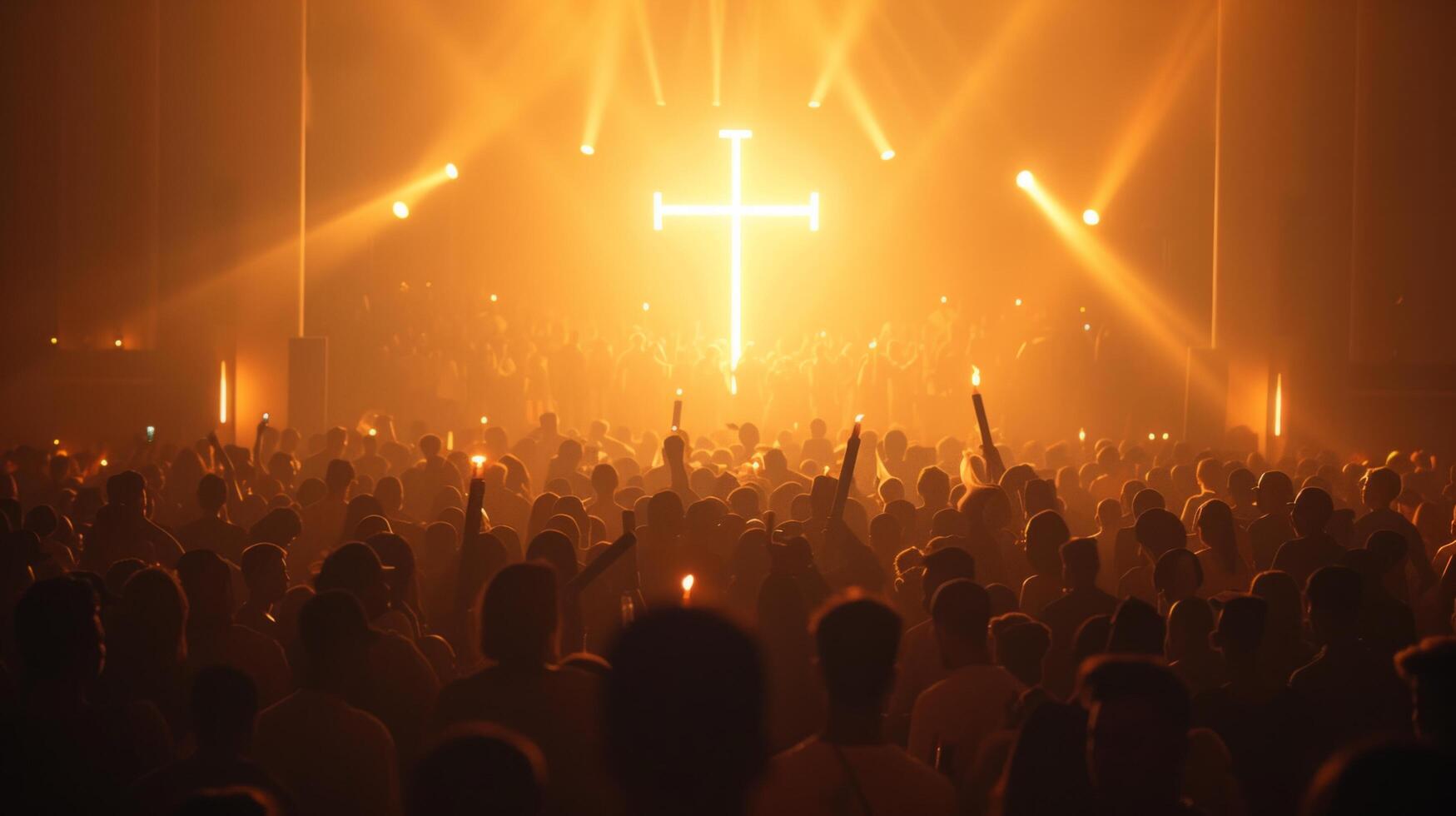 AI generated A Crowd of People Engaged in Cross Worship photo