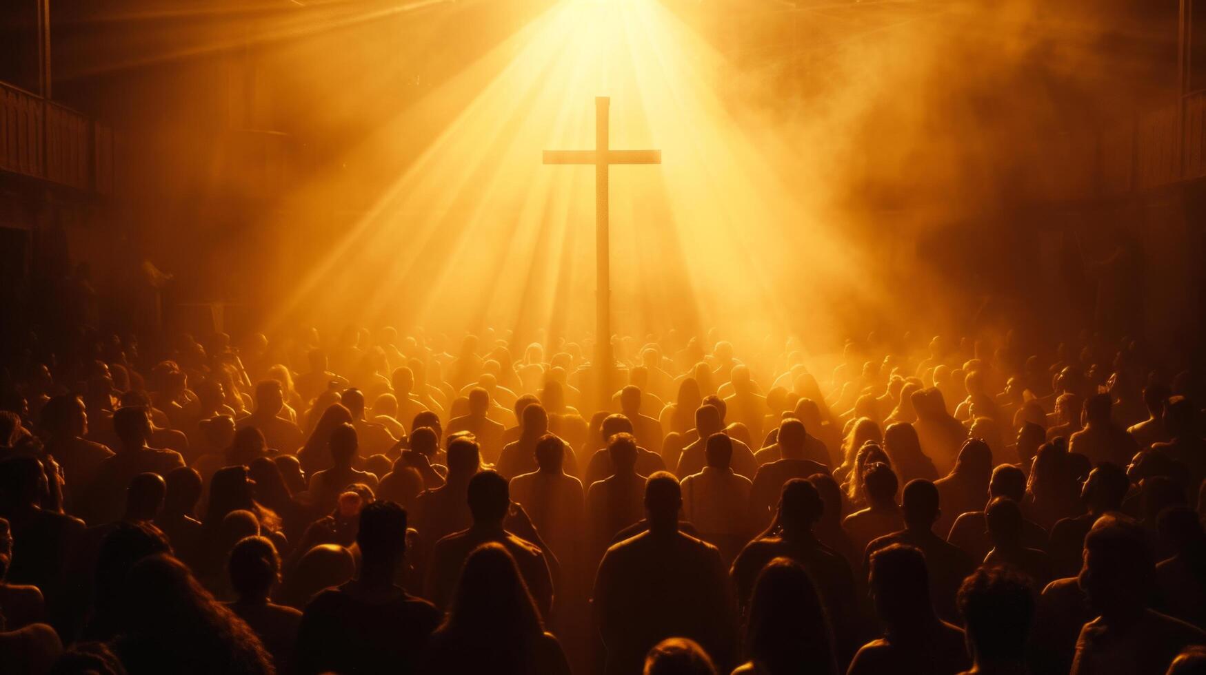 AI generated A Crowd of People Engaged in Cross Worship photo