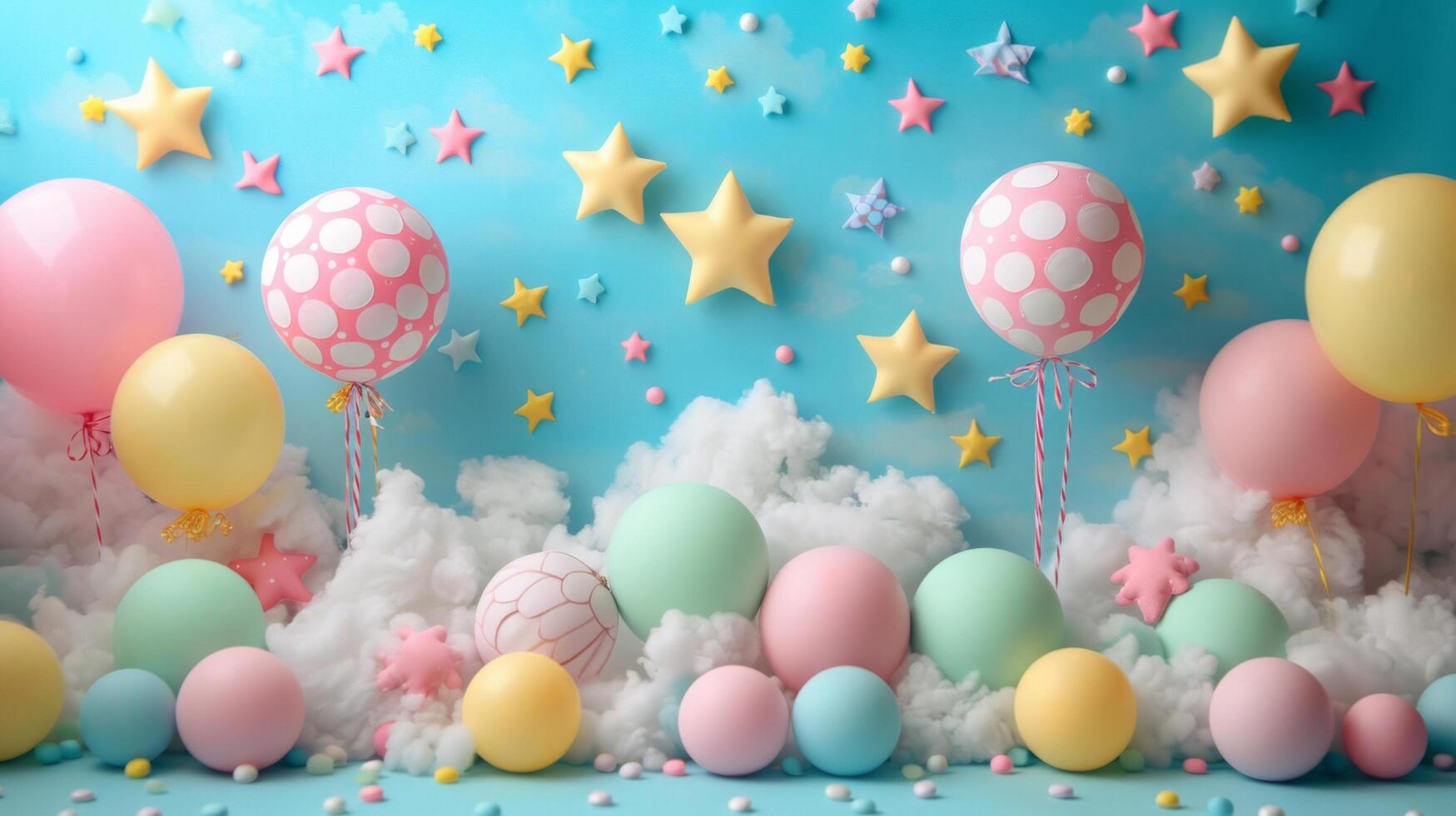 AI generated Beautiful background for childish party advertising photo